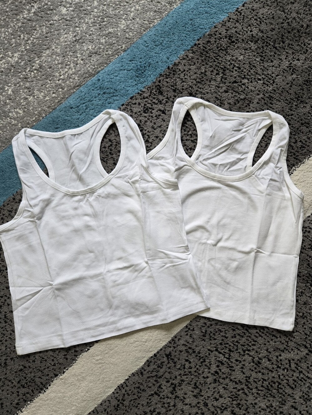 Bundle Of 2 White Cotton/ Spandex Crop Tank Tops, M, NWOT